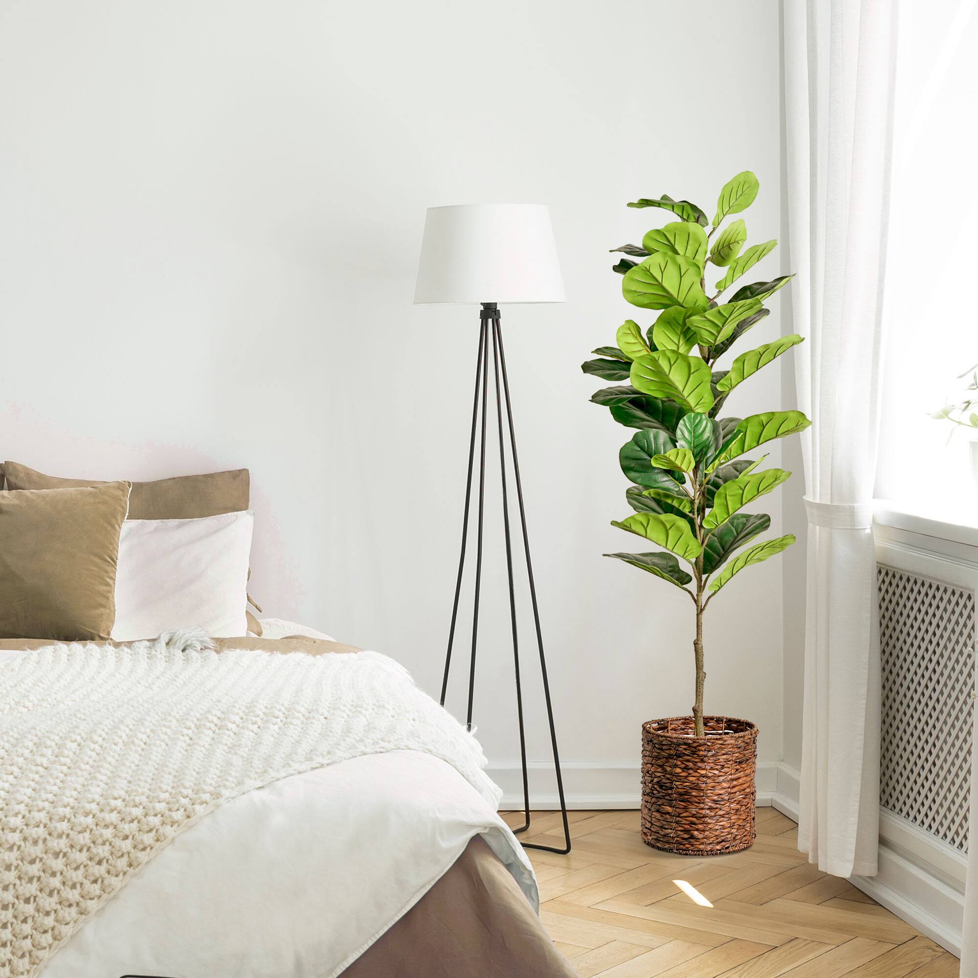 American Art Decor 5ft. Fiddle Fig Tree in Woven Basket